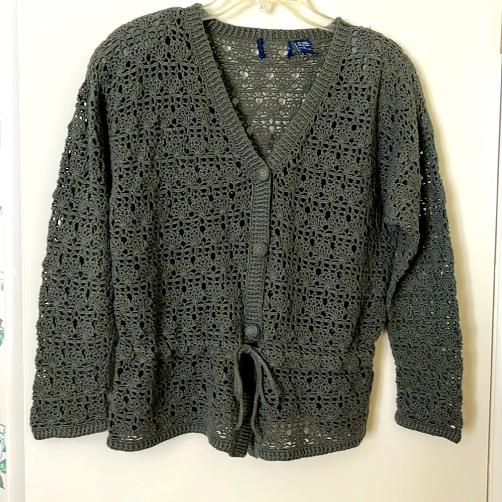 Crocheted Buttoned Down Sweater - image 1